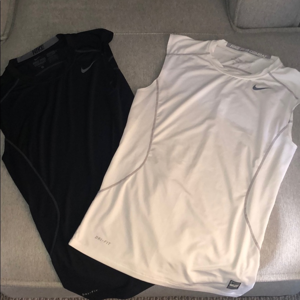 Nike Dri-fit Pro Combat fitted sleeveless tees.